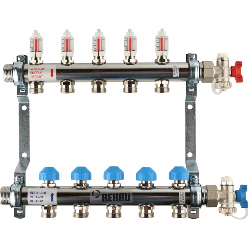 REHAU Распределительный коллектор HKV-D на 5 контуров (нерж .сталь) 12080511002(208051-002)